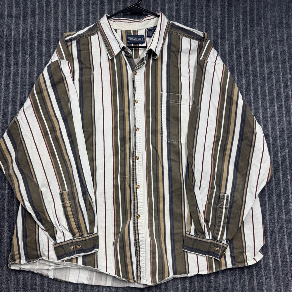Vintage Private Club Button Down Shirt 3X Multicolor Striped Cotton (2291)